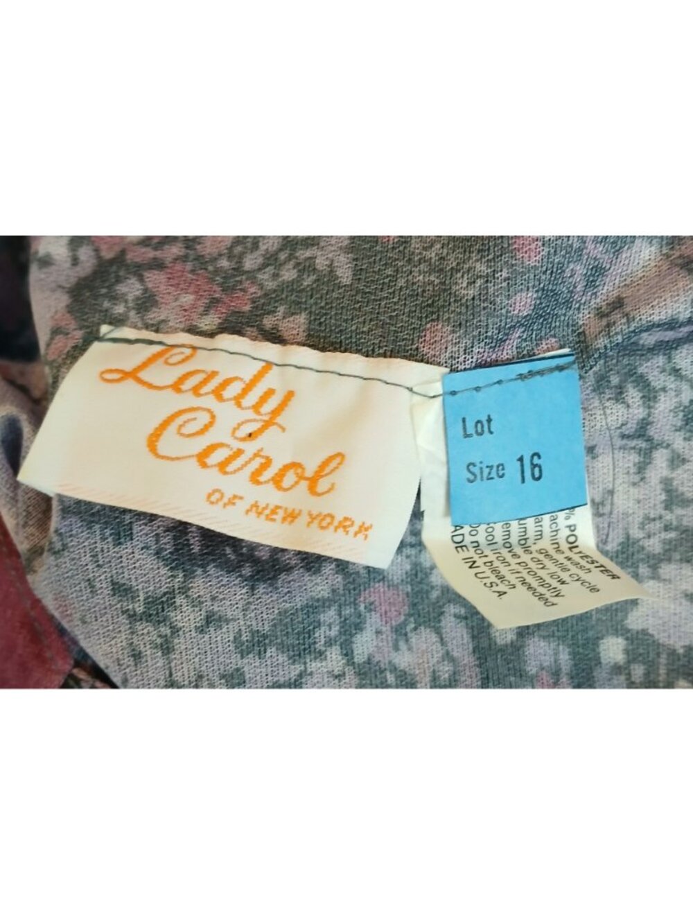Lady Carol VTG 80's Purple Floral Sheer Dress Sz 16 Secretary USA Made #I-4 - Picture 4 of 11